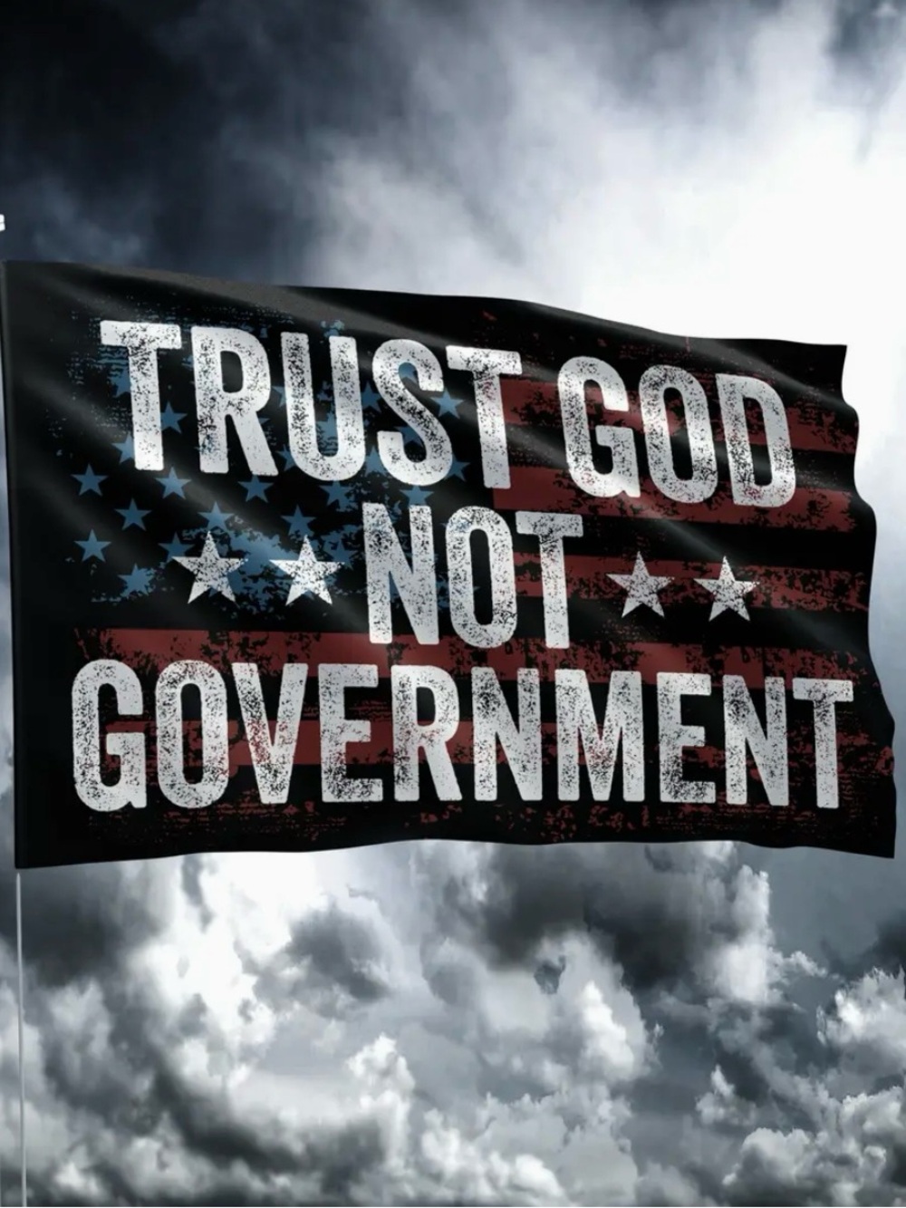 Trust God Not Government Flag - Black & Red Patriotic Banner
